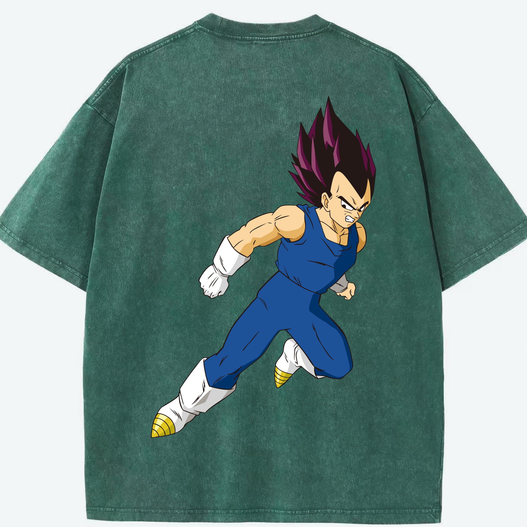 （画像用） ドラゴンボール ベジータ四世（Bejīta Yonsei）DRAGON BALL Vegeta IV 綿100% ヴィンテージ風 半袖Tシャツ（背面プリント）